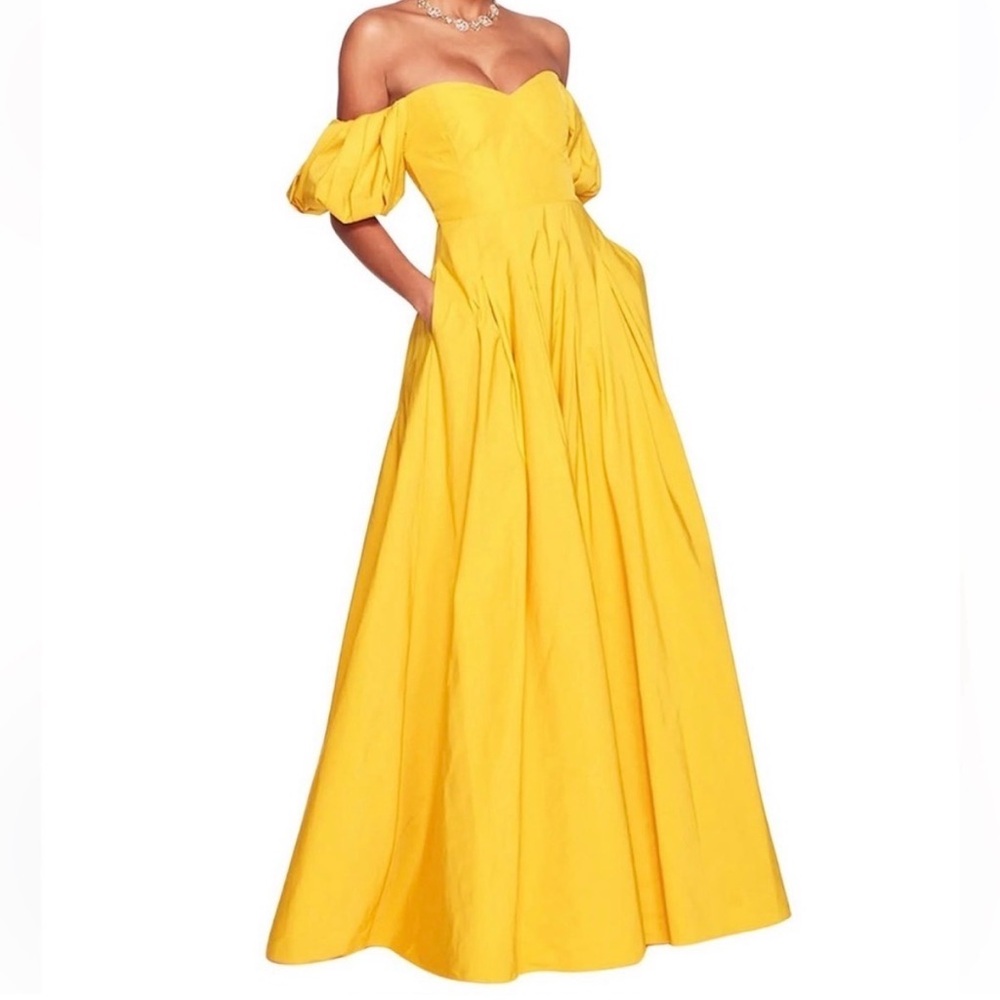 NWT Marchesa Notte Balloon Sleeve Taffeta Gown